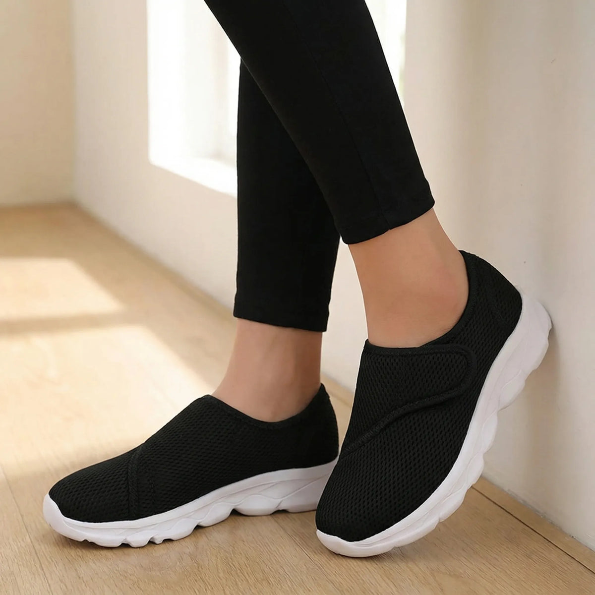 Extra-Wide Adjustable Mesh Slip-On Sneaker for Swollen Feet & Bunions – Cushioned Lightweight Walking Shoe for Men & Women
