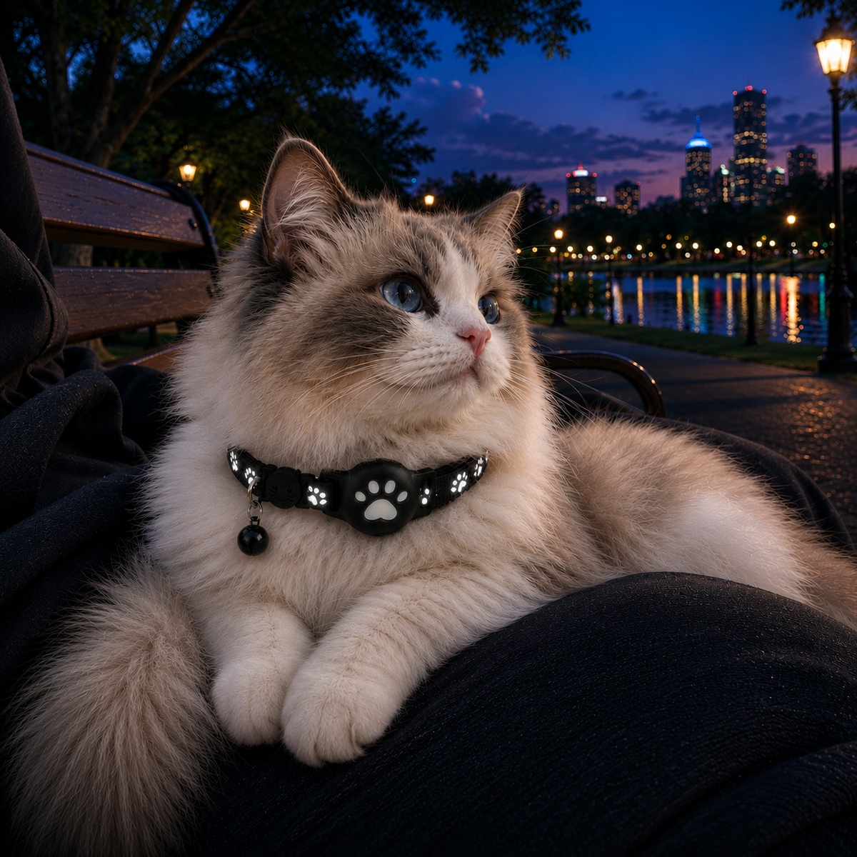 GPS Location Tracking Collar for Cats & Small Dogs with Reflective Safety Strap & App Control