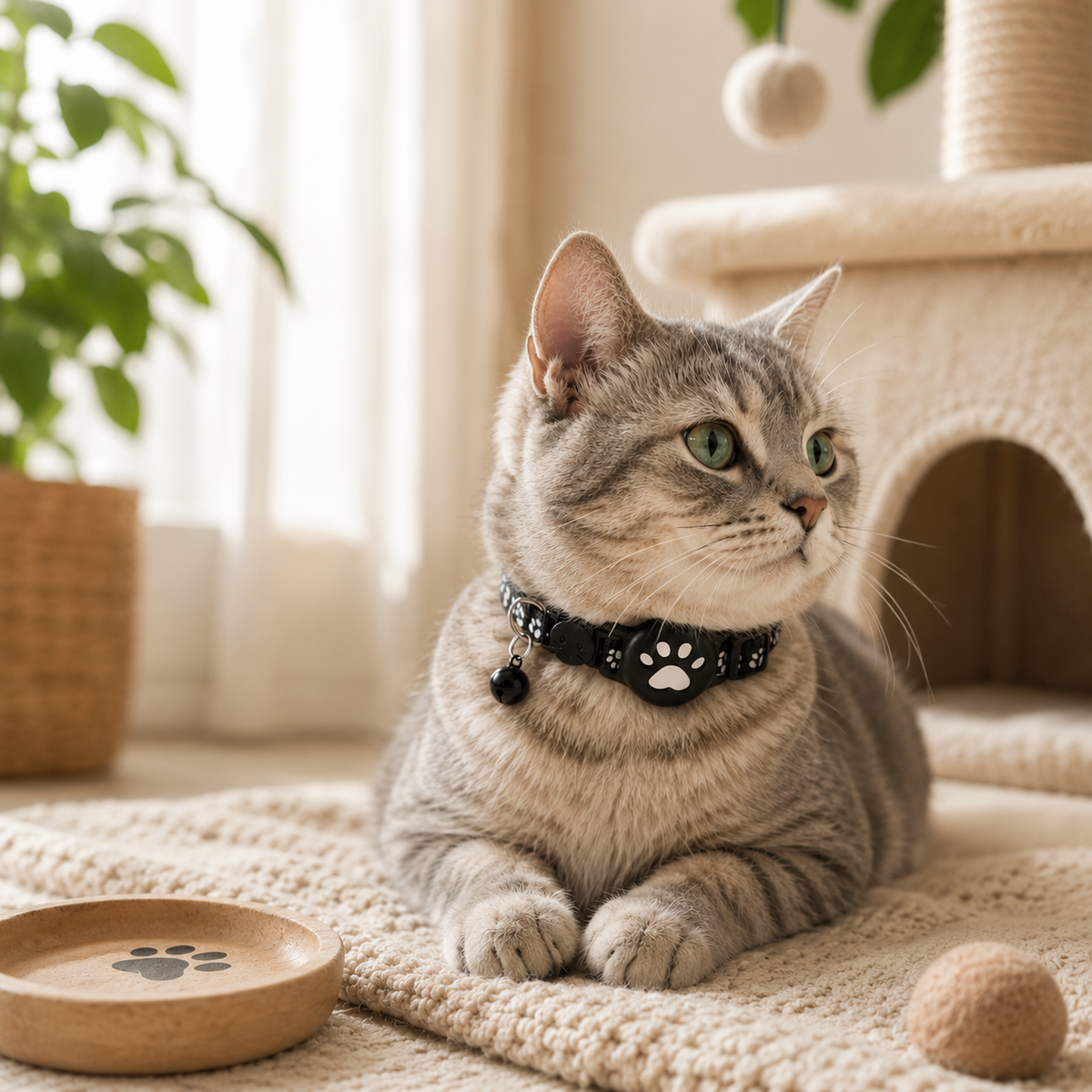GPS Location Tracking Collar for Cats & Small Dogs with Reflective Safety Strap & App Control