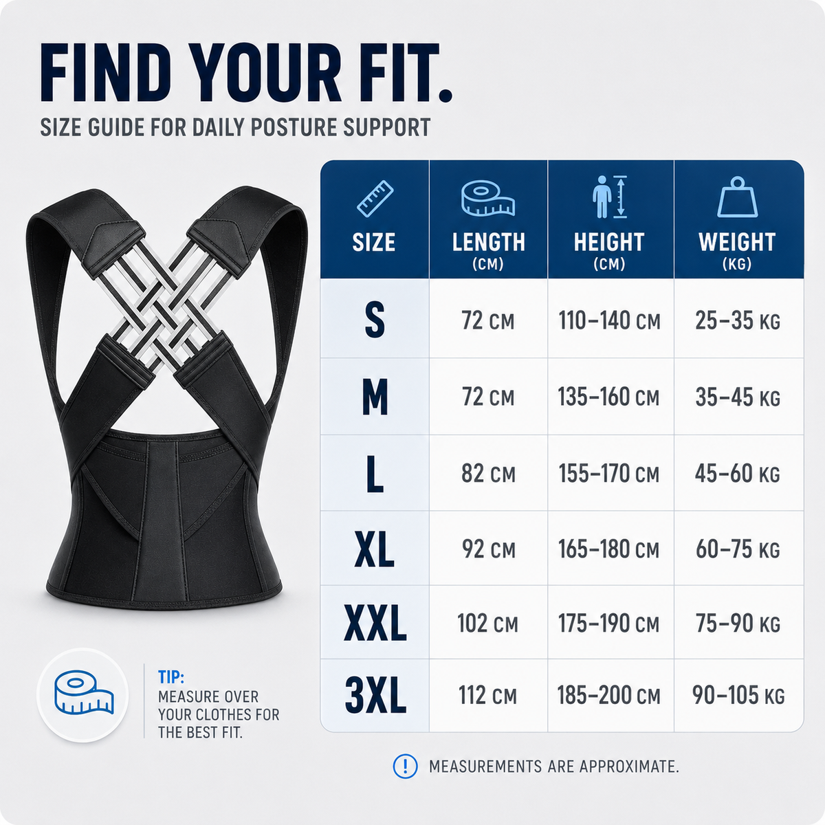 Adjustable Posture Corrector Back Support Brace for Upper and Lower Spine Alignment, Slouch Relief, Shoulder Realignment, Comfortable Wear
