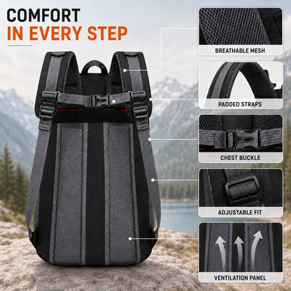40L Outdoor Backpack with Padded Mesh Panels & Adjustable Straps for Hiking and Travel