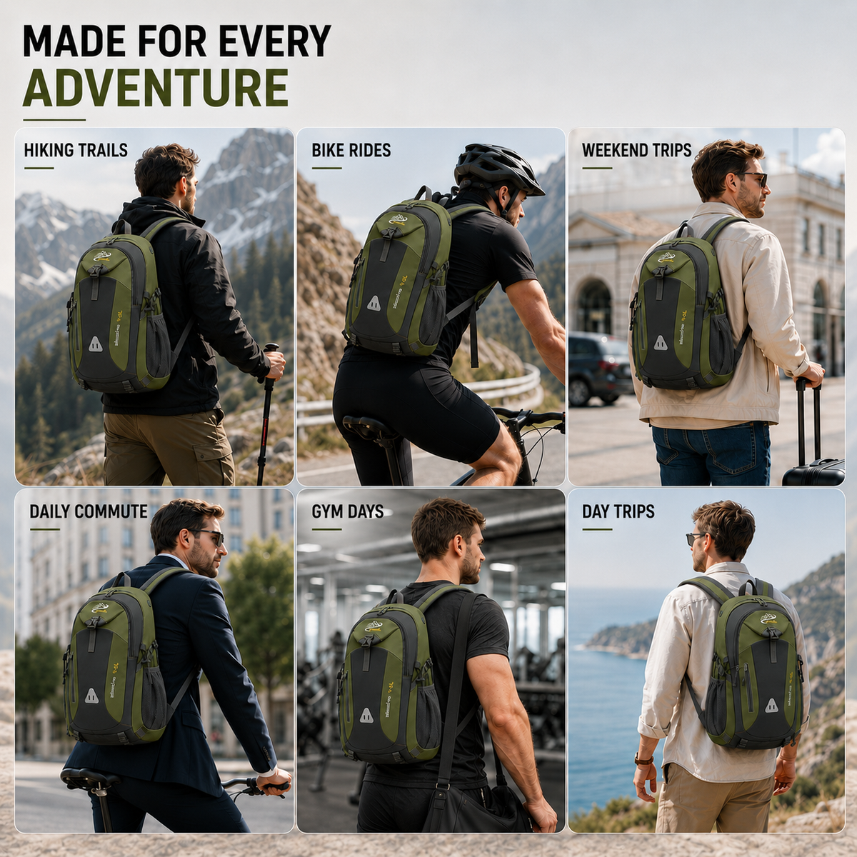 40L Outdoor Backpack with Padded Mesh Panels & Adjustable Straps for Hiking and Travel