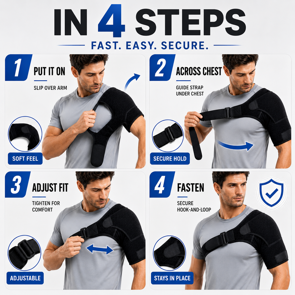 Adjustable Shoulder Compression Brace for Pain Relief & Stability – Men & Women – Left or Right Arm Support Wrap