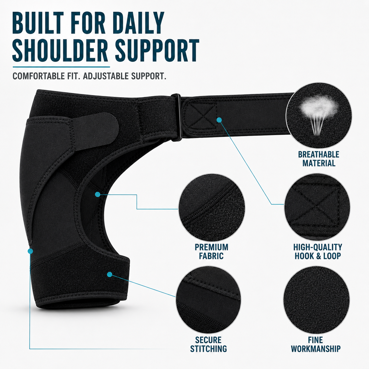 Adjustable Shoulder Compression Brace for Pain Relief & Stability – Men & Women – Left or Right Arm Support Wrap