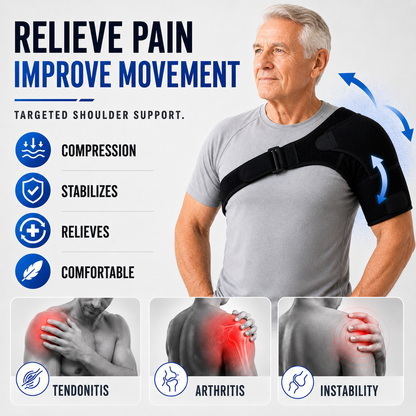 Adjustable Shoulder Compression Brace for Pain Relief & Stability – Men & Women – Left or Right Arm Support Wrap