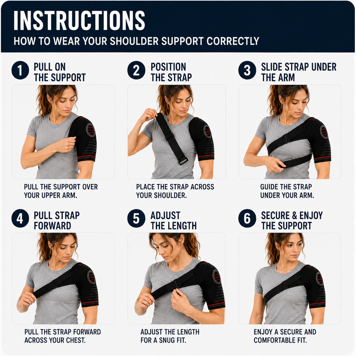 Rotator Cuff Brace with Adjustable Compression Straps for Shoulder Pain Relief & Joint Stability