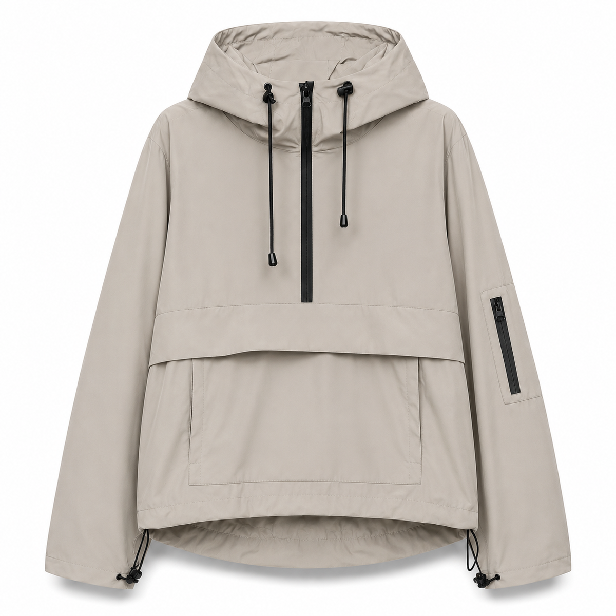 Hooded Weather-Resistant Parka with Front Pocket for All Seasons – Lightweight Windproof Jacket for Women