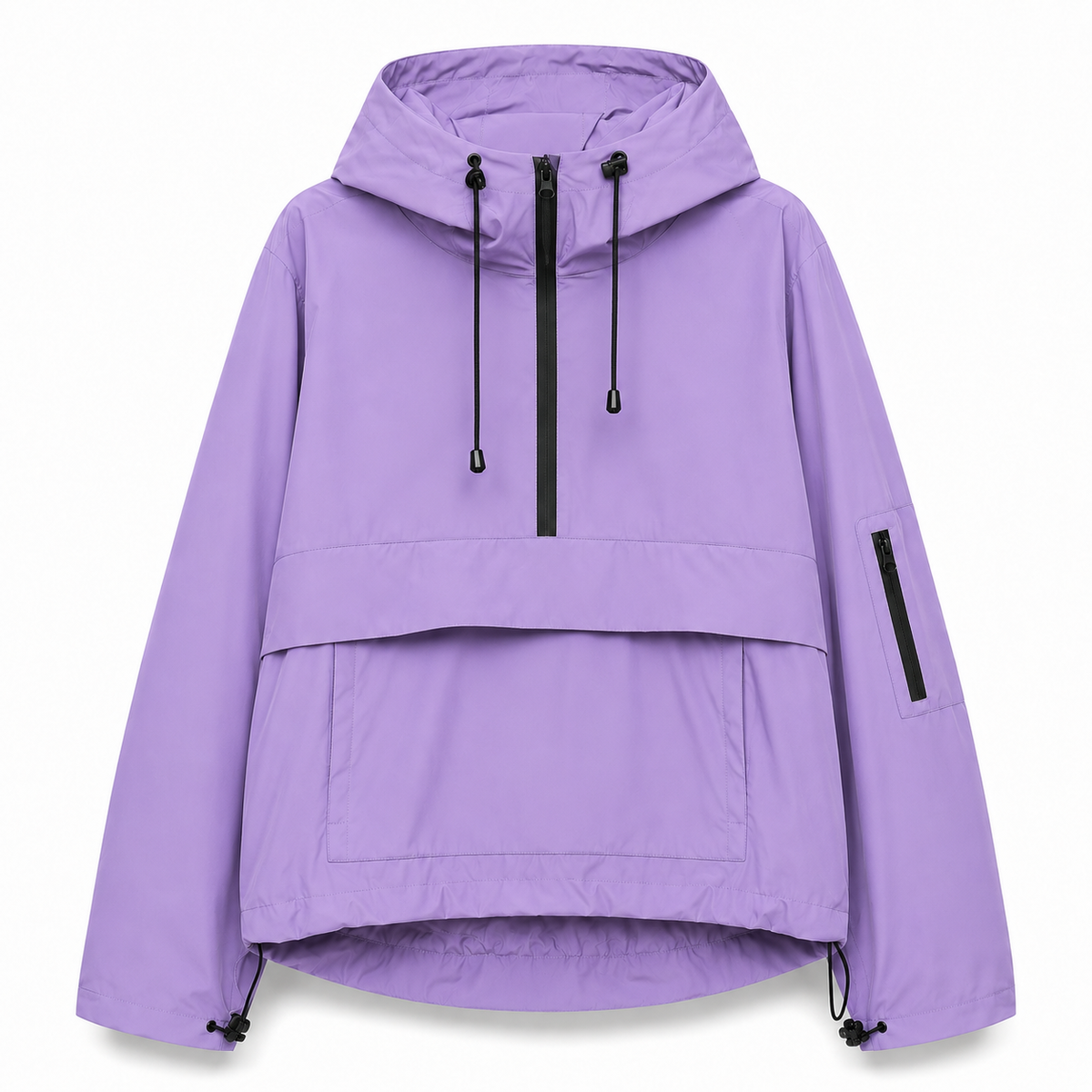 Hooded Weather-Resistant Parka with Front Pocket for All Seasons – Lightweight Windproof Jacket for Women