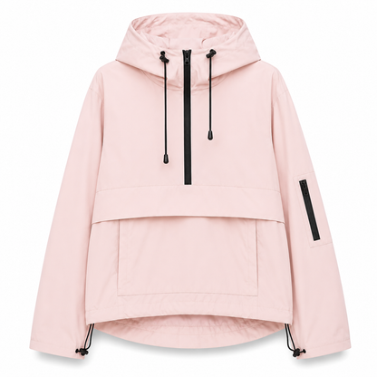 Hooded Weather-Resistant Parka with Front Pocket for All Seasons – Lightweight Windproof Jacket for Women