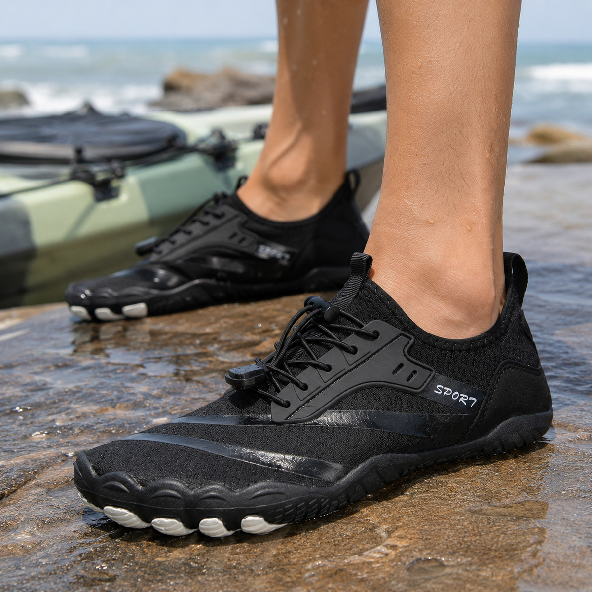 Amphibious Water Sneaker with Drainage System – Quick-Dry Mesh Aqua Shoe for Beach, Pool, Kayak & Rocky Shore