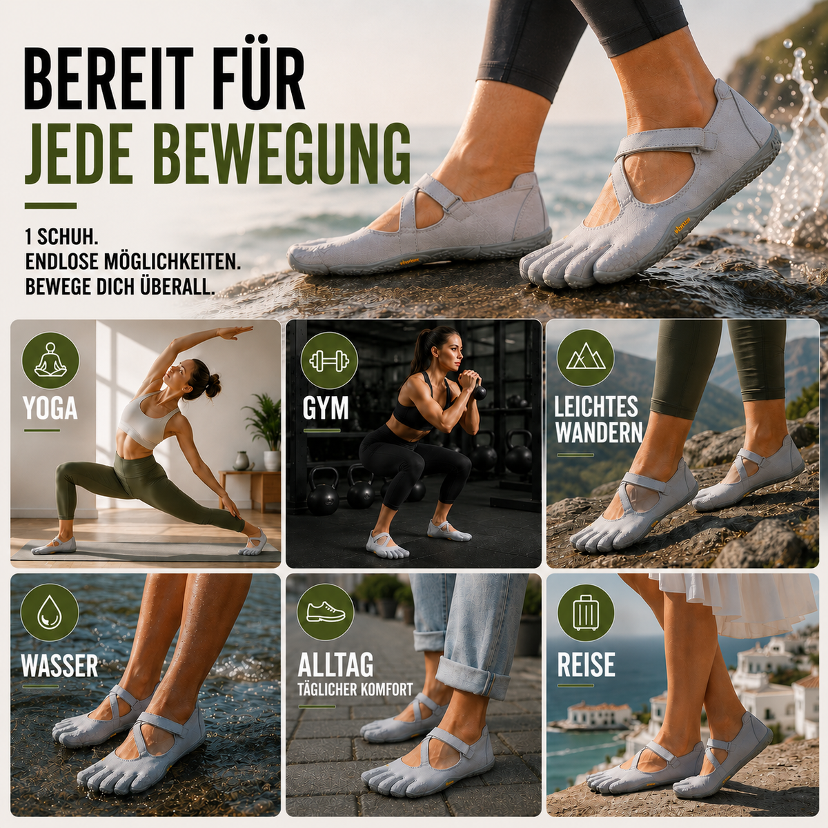 Five-Toe Barefoot Shoes for Women – Flexible Minimal Sole Water-Ready Slip-On for Yoga Gym Hiking Beach Everyday