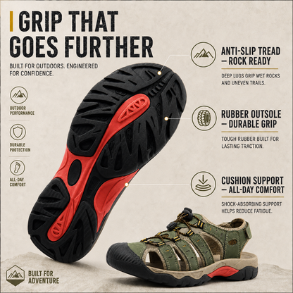 Men's Quick-Dry Sport Sandals with Adjustable Straps for Hiking, Water Sports & Beach