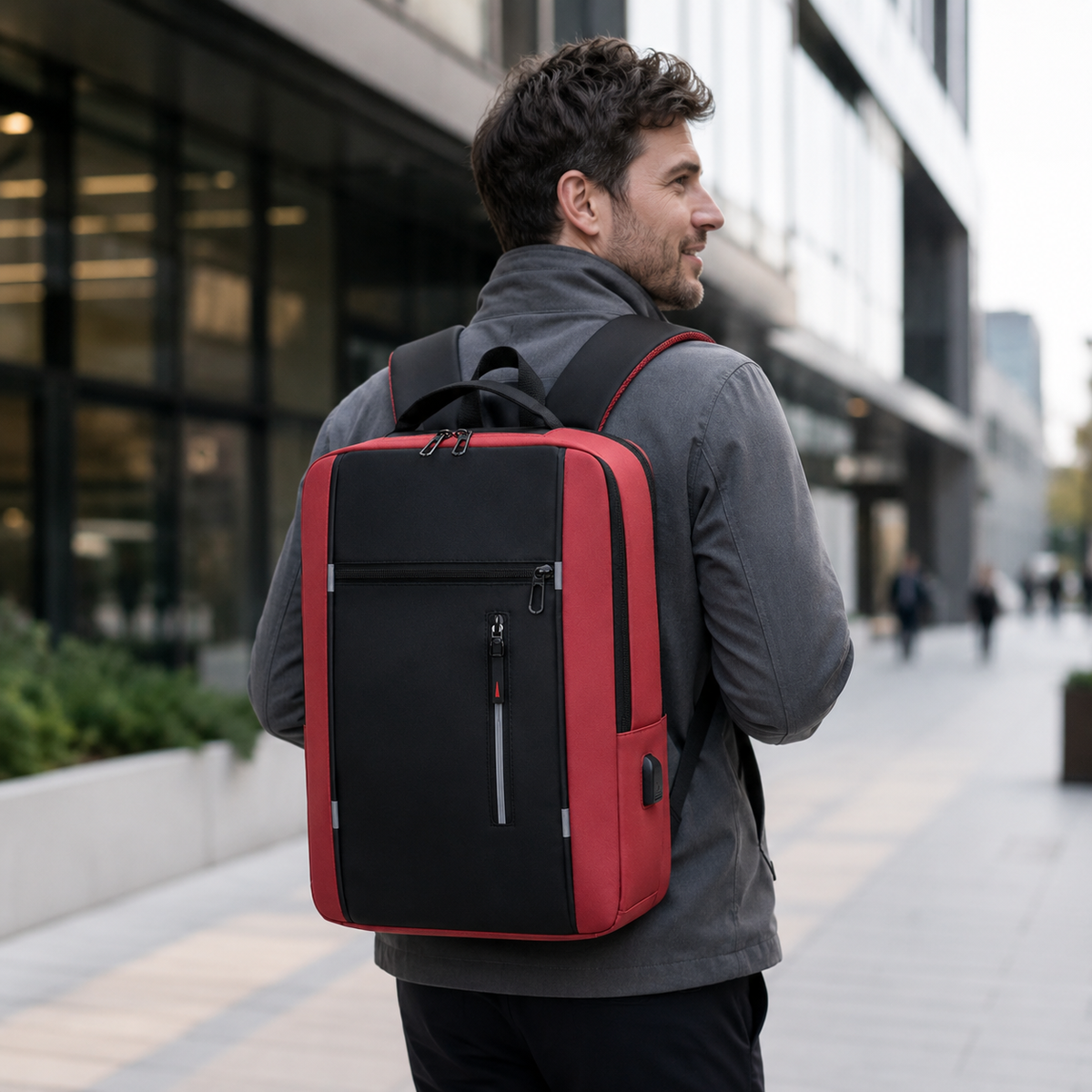 Mochila impermeable para portátil con puerto de carga USB – Compartimento acolchado para notebook de 15.6 pulgadas – Mochila urbana para trabajo, escuela y viajes