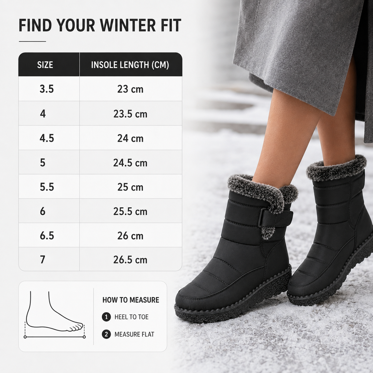 Women's Waterproof Snow Boots with Plush Lining and Non-Slip Sole for Winter | Ankle-High Velcro Closure Insulated Footwear