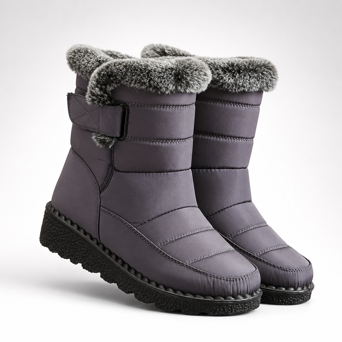 Women's Waterproof Snow Boots with Plush Lining and Non-Slip Sole for Winter | Ankle-High Velcro Closure Insulated Footwear