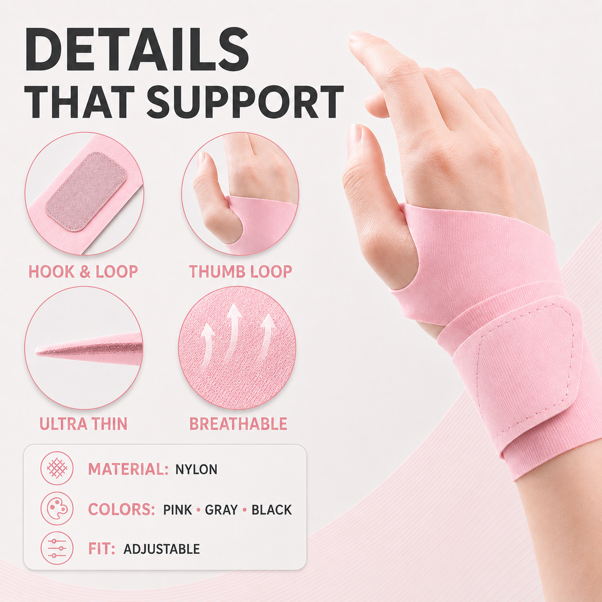 Adjustable Wrist Brace for Tendon Support – Slim Compression Wrap for Pain Relief & Daily Protection