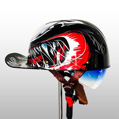 Half-Shell Motorcycle Helmet DOT ECE Certified ABS Cap-Style Urban Street Bike Riding Headgear with Removable Sun Visor & Quick-Release