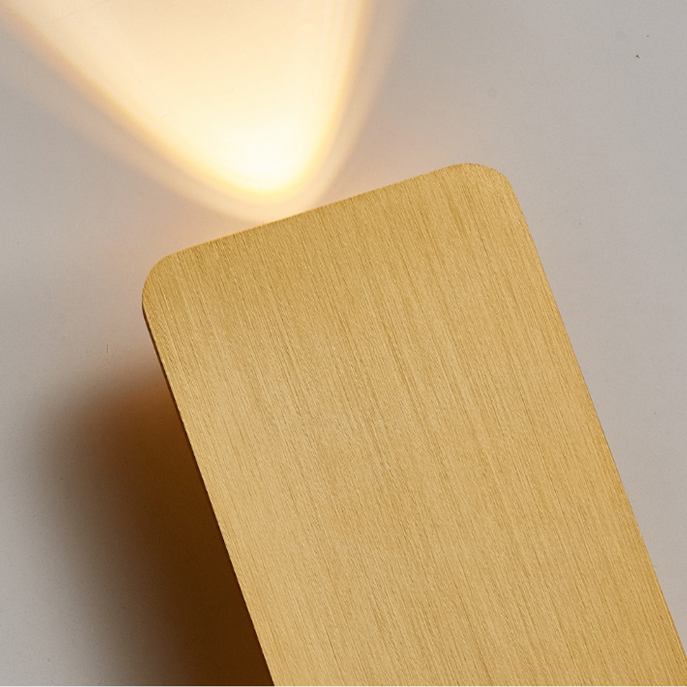 Rectangular Metal LED Wall Sconce for Bedroom & Living Room – Modern Hardwired Indoor Lighting Fixture with Warm Glow in Gold Black White Gr
