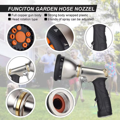 Ortekor NozzleJet | High Pressure Hose Nozzle with 9 Spray Patterns | Ergonomic Design for Effortless Watering