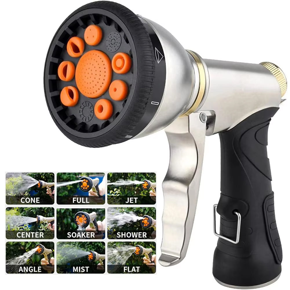 Ortekor NozzleJet | High Pressure Hose Nozzle with 9 Spray Patterns | Ergonomic Design for Effortless Watering