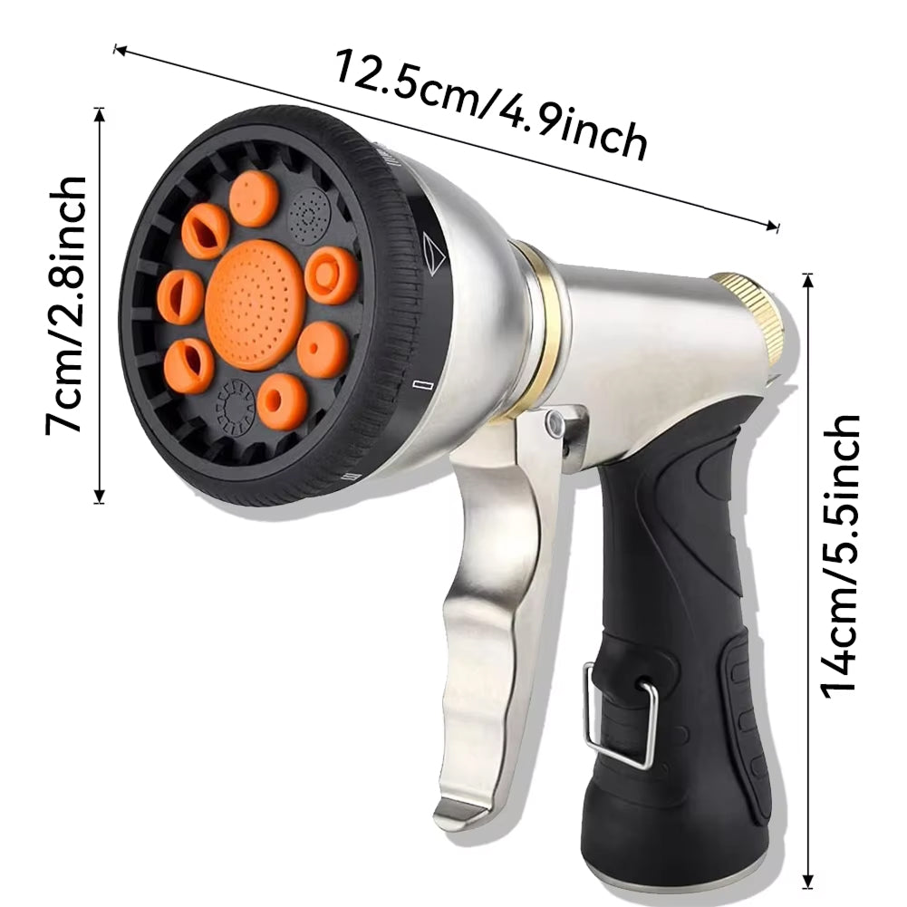 Ortekor NozzleJet | High Pressure Hose Nozzle with 9 Spray Patterns | Ergonomic Design for Effortless Watering