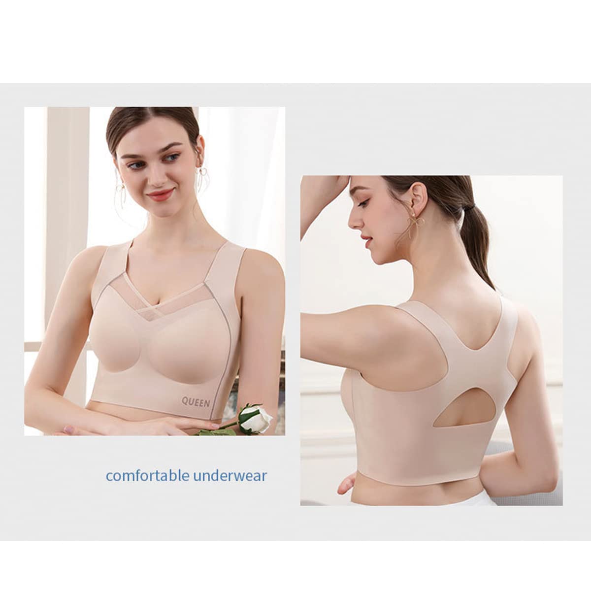 Wireless Full Coverage Support Bra with Cushioned Straps & Seamless Lift for All-Day Comfort