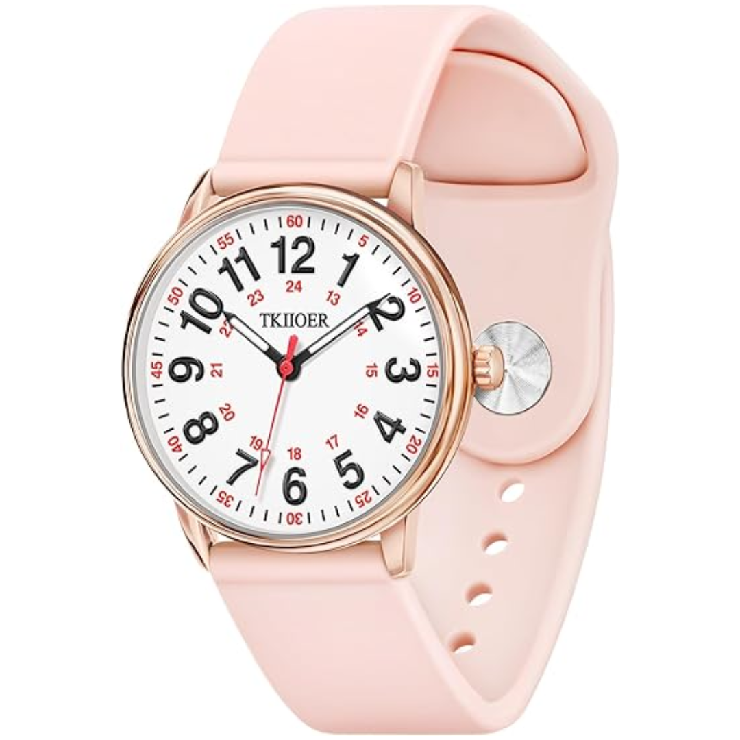 Analog Watch with Luminous Dial, Waterproof Watch with Second Hand for Nurses, Gift for Nurse and Medical Student