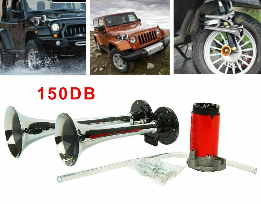Bocinas de potencia | Bocina de aire de doble trompeta de 150 DB con compresor | Sonido potente para camiones y vehículos