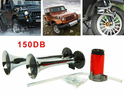 Bocinas de potencia | Bocina de aire de doble trompeta de 150 DB con compresor | Sonido potente para camiones y vehículos