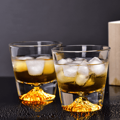 Cut Crystal Rocks Glass for Bourbon & Scotch – Japanese-Inspired Tumbler with Wood Gift Box for Home Bar & Entertaining