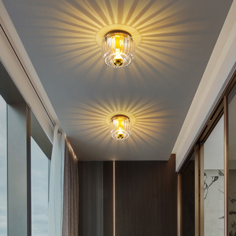 Hardwired Ceiling Light 6.3 Inch Gold Finish for Bedroom Living Room Hallway Bathroom Compact Wall Mount E14 E12 Base Compatible with LED In
