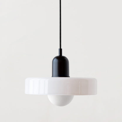 Colored Glass Pendant Light with Adjustable Cord for Dining Room & Living Room – Mid-Century Modern Geometric Hanging Fixture