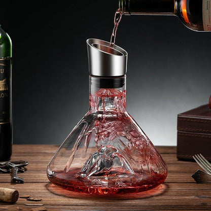 Waterfall-Style Glass Wine Aerator Decanter for Red & White Wine Tasting, Hand-Blown Crystal Pourer for Dinner Parties & Home Bar