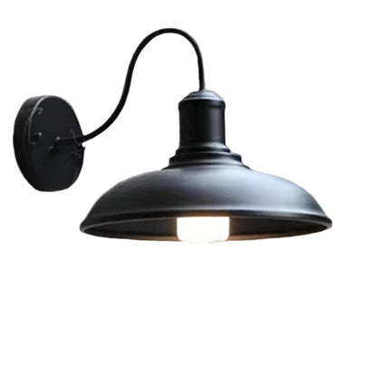 Iron Sconce Fixture with Curved Arm for Patio Garage Barn Entry 9-11 in Shade Weatherproof IP65 LED 1400 Lumen Neutral White Metal Housing