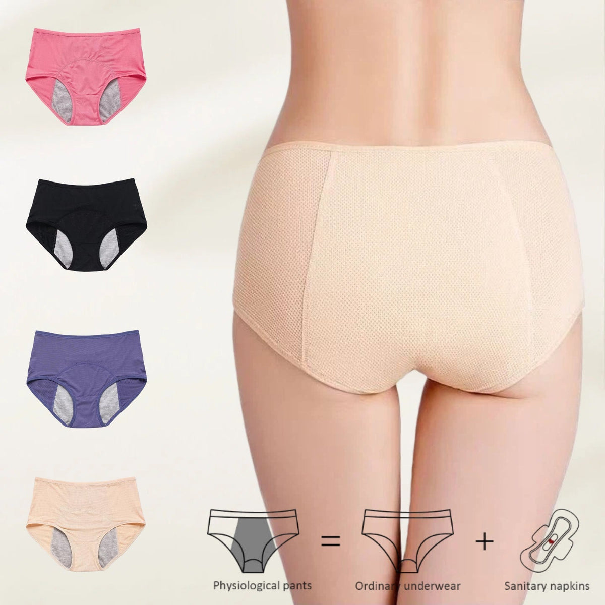 High-Waisted Period & Incontinence Underwear for Women – Reusable Leak-Proof Panties, Plus Size L–8XL with Triple-Layer Absorption