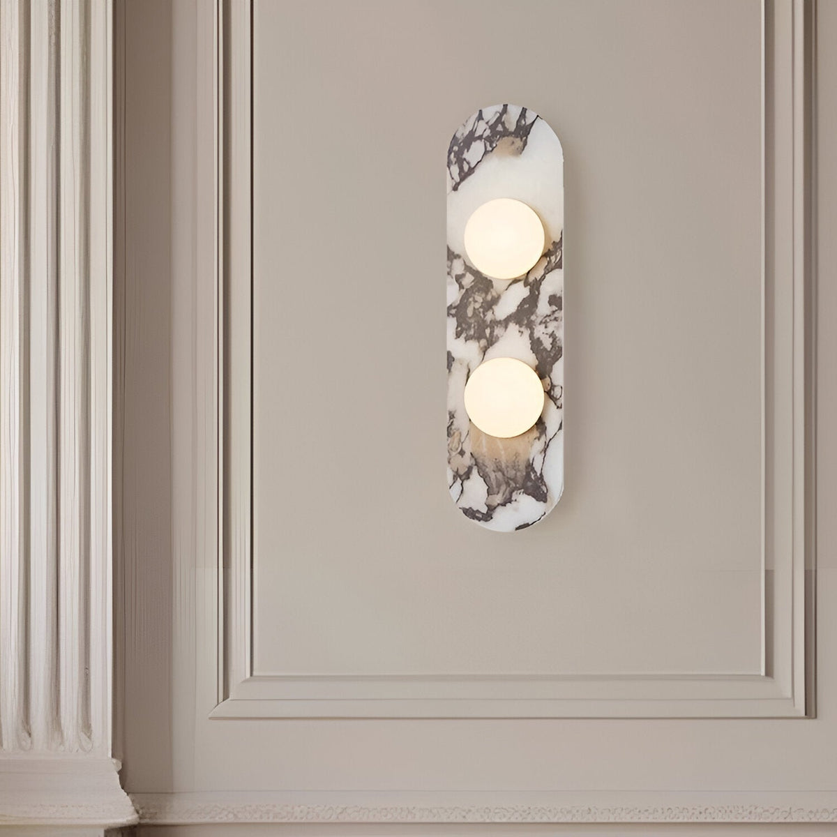 Sculptural Stone & Glass Sconce Light with Warm LED Glow for Hallway Living Room Bedroom Entryway Interior Accent Lighting Modern Minimalist