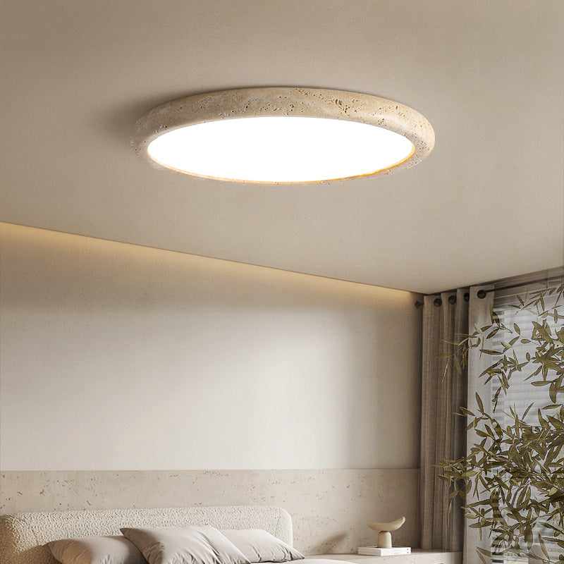 Lámpara de techo redonda de montaje empotrado de 15 pulgadas de diámetro, luz LED cálida de 3000K para dormitorios y comedores, lámpara de techo con textura beige natural y conexión cableada
