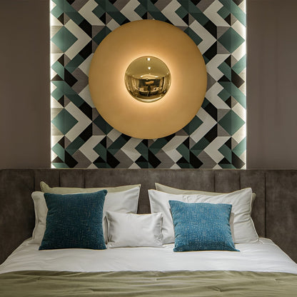 Round Iron LED Wall Sconce 16 in Diameter Ambient Light Fixture Hallway Bedroom Living Room Contemporary Circle Mount