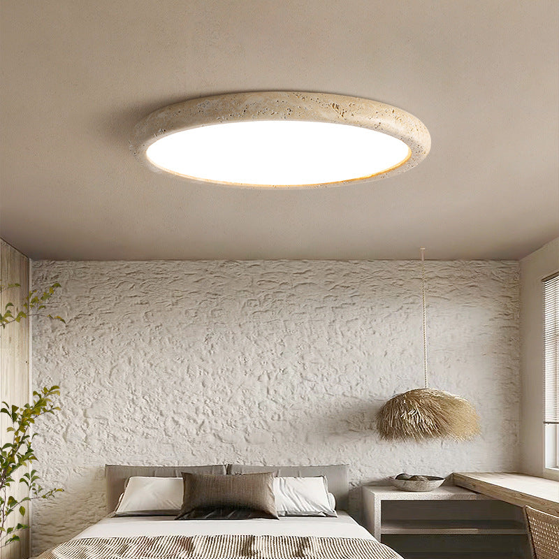 Lámpara de techo redonda de montaje empotrado de 15 pulgadas de diámetro, luz LED cálida de 3000K para dormitorios y comedores, lámpara de techo con textura beige natural y conexión cableada