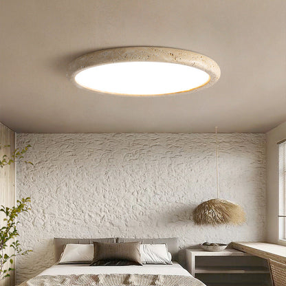 Lámpara de techo redonda de montaje empotrado de 15 pulgadas de diámetro, luz LED cálida de 3000K para dormitorios y comedores, lámpara de techo con textura beige natural y conexión cableada