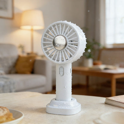 Ventilador de mano portátil con rociador de agua: recargable por USB para viajes, gimnasio y uso al aire libre