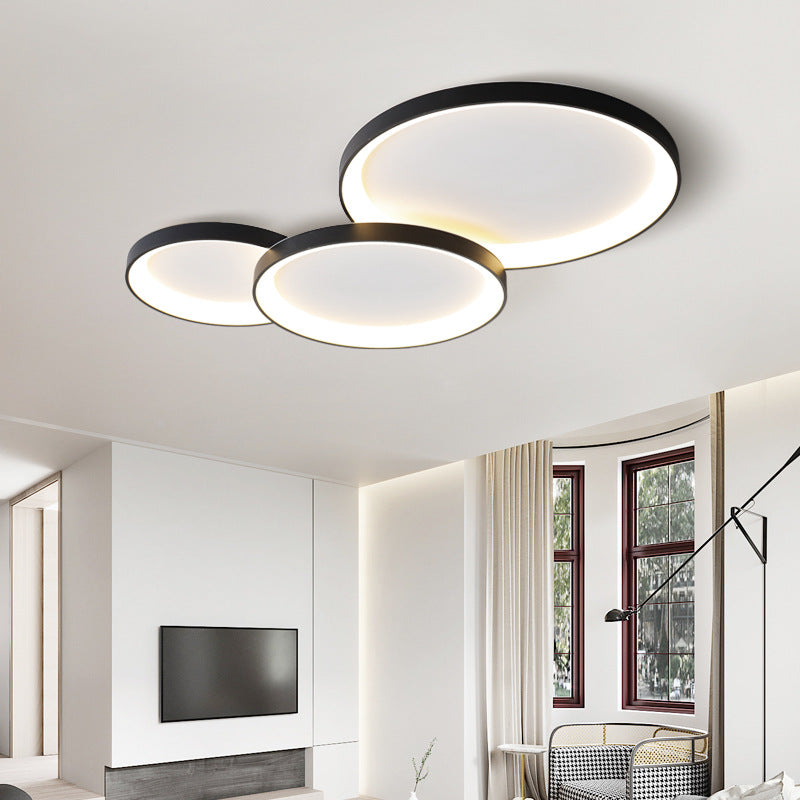 Modern Ring LED Flush Mount Light for Living Room 20 in Black Acrylic Overhead Fixture Home Office Dining Area Low Profile Circle Design 1-R