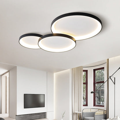 Modern Ring LED Flush Mount Light for Living Room 20 in Black Acrylic Overhead Fixture Home Office Dining Area Low Profile Circle Design 1-R