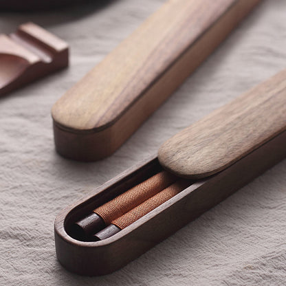 Premium Walnut Utensils for Asian Cuisine & Ramen Bowls – Artisan Wood Dining Tools with Presentation Case