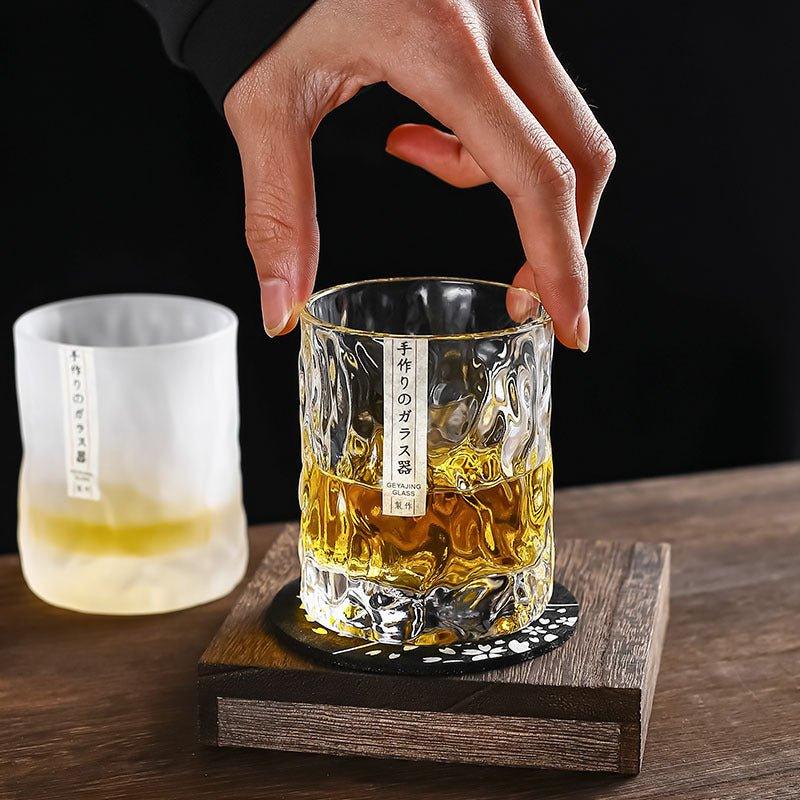 Hand-Cut Crystal Whiskey Glass with Geometric Faceted Design for Spirits & Bourbon