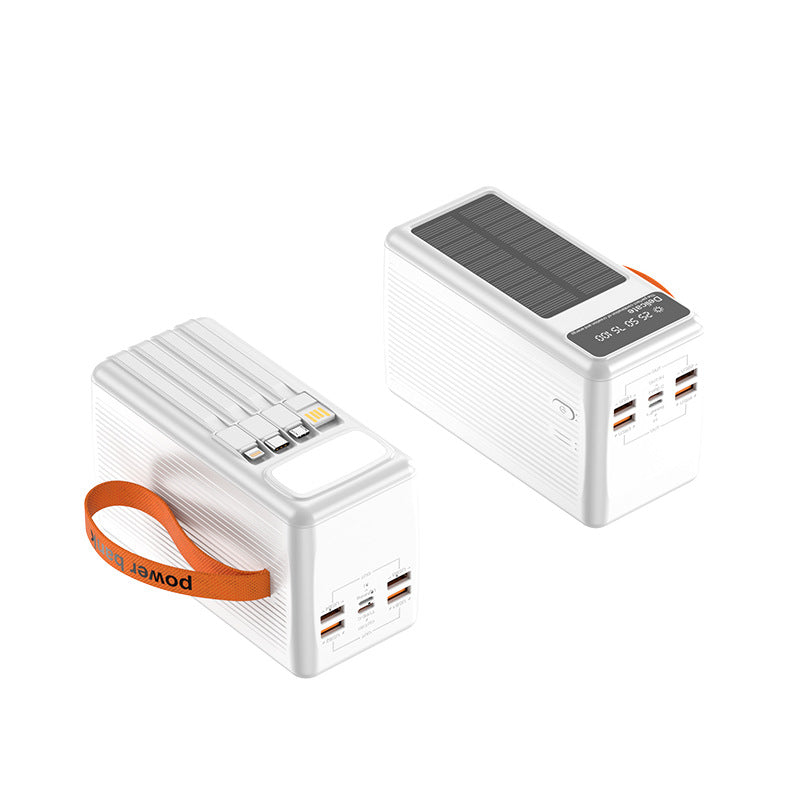 EcoCharge | Solar Power Bank with Integrated Cables & Digital Display | Portable Energy Solution for All Devices