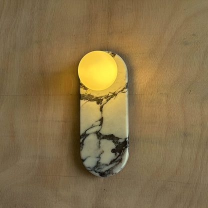 Sculptural Stone & Glass Sconce Light with Warm LED Glow for Hallway Living Room Bedroom Entryway Interior Accent Lighting Modern Minimalist