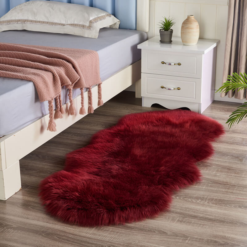 Plush Faux Fur Area Runner 24 × 47 Inches Beige Anti-Slip Backing Hallway Bedroom Entryway Ultra Soft Sheepskin Style Floor Mat for Living R