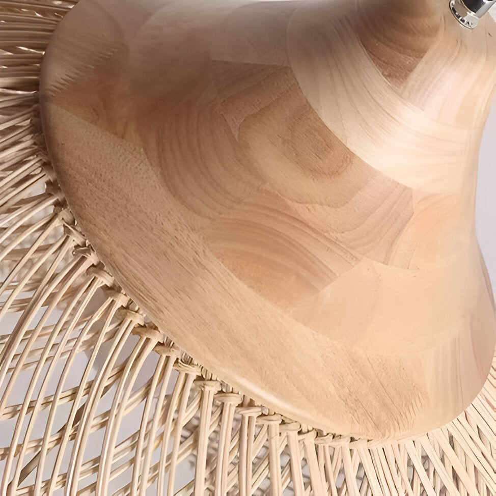 Woven Bamboo Hanging Light 24 Inch Natural Shade Adjustable Cord E26 Socket Boho Farmhouse Ceiling Fixture for Dining Room Kitchen Island Li