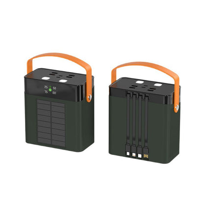 EcoCharge | Cargador solar portátil con gestión de cables integrada y pantalla digital para carga en movimiento